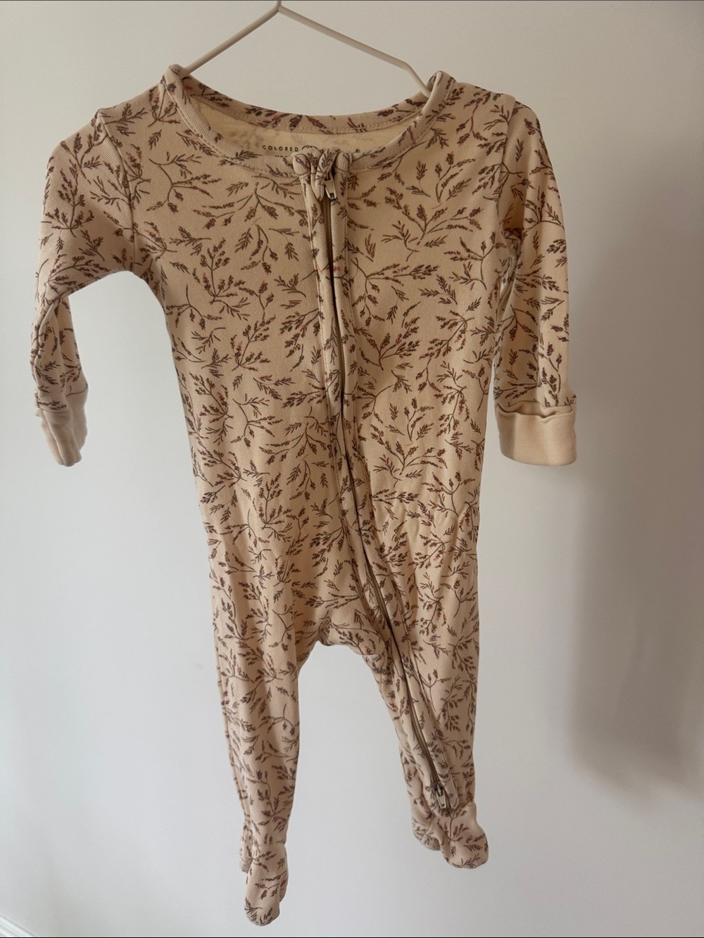 Colored organics 0-3 Botanical Footed One-Piece - Beige Floral